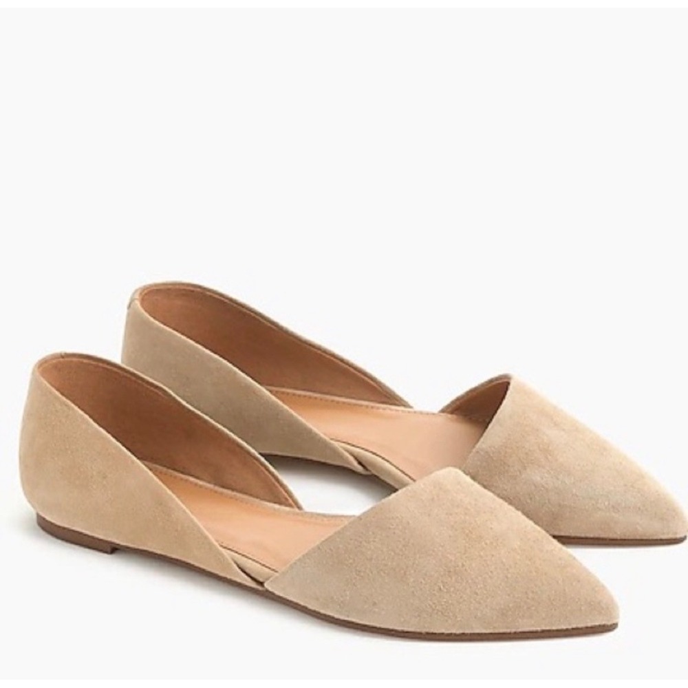 J.Crew Womens Tan Suede Pointed Toe d'Orsay Flats Shoes Size 7 Sand Beige